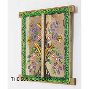 Panneau de fenêtre floral au design magnifique fait à la main Décoration murale en bois peinte à la main par l'artiste - Product Image 5