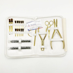 Kit d'outils d'extension de cheveux en acier inoxydable doré plasma vente en gros pince à cheveux de robinet pince à boucle aiguille perles ciseaux pour cheveux humains - Product Image 2