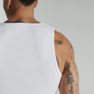 Men's Essential Sleeveless Shirt 100% Cotton Classic White Simple Design for <b>Layering</b> Custom DTF Sports Training Tank <b>Tops</b> - Product Image 3