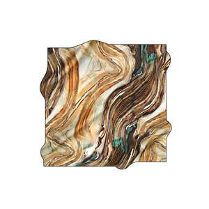 Brown Silk Twill <b>Square</b> <b>Scarf</b> with Marble Pattern - Product Image 2