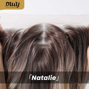 Natalie H -DWY Perruque Synthétique Longue Marron Ombré Sans Colle 13x6 Lace Frontale Transparente à Raie Libre - Product Image 4