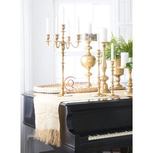 Candélabres en métal décoration intérieure et extérieure Design luxueux Pot à bougie unique fait à la main de qualité supérieure couleur or grande taille - Product Image 3