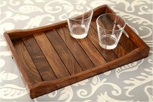 Bandeja de servicio de diseñador de madera natural, aspecto natural, tecnología artesanal decorativa - Product Image 4