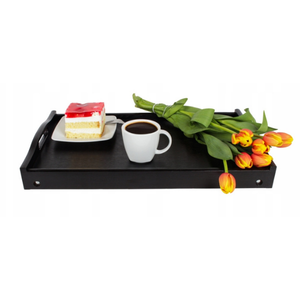 Bandeja de Desayuno de Madera de Pino con Patas Plegables 50x30 cm, Bandeja de Cama con Acabado en Laca Negra, Venta al por Mayor, Logotipo Personalizado - Product Image 3