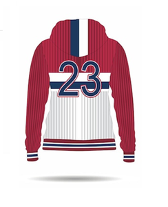 Sweat-shirt à capuche rayé rouge et blanc pour homme, style maillot de baseball, imprimé numéro 23, tenue décontractée sportive, vêtements d'automne - Product Image 2