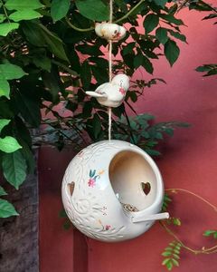 Kuş şekli ile çevre dostu seramik asılı <span class=keywords><strong>Hummingbird</strong></span> <span class=keywords><strong>Birdhouse</strong></span> el yapımı açık kuş evi - Product Image 6