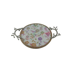 ถาดเสิร์ฟไม้แจ็คการ์ดทรงเรขาคณิตทรงกลมเป็นมิตรกับสิ่งแวดล้อมปรับแต่งได้ - Product Image 3