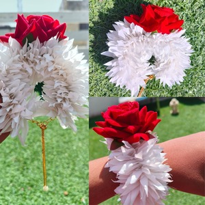 Romántico jazmín tela Rosa flor Gajra con cadena ajustable musulmán Nikah fiesta Favor mano pulsera mujer accesorio regalo - Product Image 2