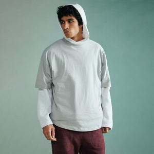 100% coton nouveau Design de haute qualité coupe ample goutte épaule blanc gris surdimensionné hommes T-shirt Logo personnalisé conception impression - Product Image 2