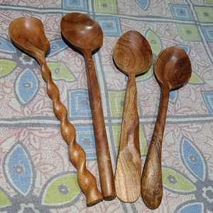 Ensemble de cuillères de cuisine de luxe en bois de neem, vaisselle en bois Margosa durable faite à la main pour les maisons modernes et les centres de villégiature - Product Image 1