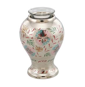 Antique Religious Premium Aluminium Cremation Urn with Tealight Holder for Human Pet Ashes <b>Memorial</b> <b>Keepsake</b> Casting Technique - Product Image 2