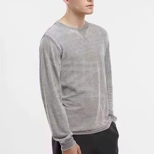 <b>Men</b> Solid Winter Acid Wash Sweatshirt Long Sleeve Crewneck Vintage Cotton Polyester Casual <b>Pullover</b> Top High Quality Quick Dry - Product Image 3
