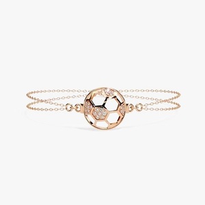 Women's Sports Jewelry Moissanite Soccer Ball Bracelet with White Diamond Stones in 944 Silver/10K/14K White/<b>Rose</b>/Yellow Gold - Product Image 4