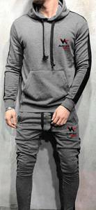 Conjunto Deportivo Informal Personalizado de Sudadera con Capucha Gris y Pantalones Deportivos de Forro Polar de Algodón para Hombre, Moda de Invierno - Product Image 5