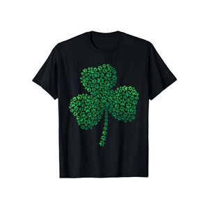 เสื้อยืดผู้หญิงทรงปกติ สีดำ พิมพ์ลายโคลเวอร์ตามสั่ง ผ้าฝ้าย 100% คอกลม แขนสั้น สไตล์ลำลอง - Product Image 1