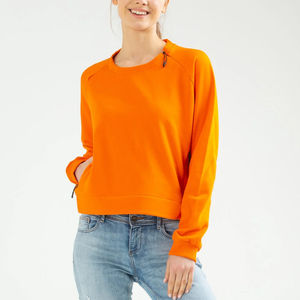 Sudadera con capucha y cremallera corta Popular para mujer, sudadera suave, entrenamientos de otoño, ropa de descanso, elegante, de corte corto, respetuoso con el medio ambiente, servicio OEM - Product Image 1