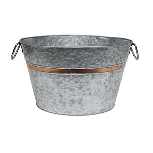 Bebida de cerveza ovalada de acero galvanizado de Metal con tasa de fábrica con asas Cubo de hielo de bañera para fiesta Interior exterior - Product Image 1