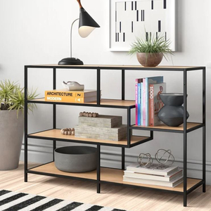 Modern Luxury Rubber Wood <b>Console</b> <b>Table</b> with Iron Frame and Mirrored Finish Contemporary Industrial Style for Villas-CST047 - Product Image 1