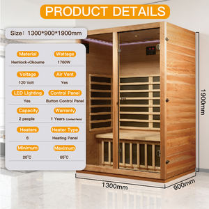 Sauna infrarouge électrique moderne pour une personne, en bois de pruche massif, écologique, commande informatique, chambre à coucher, en stock en Chine - Product Image 2