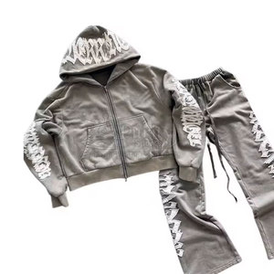 Premium Design <b>Distressed</b> Embroidery Tracksuit Daily Wear <b>Top</b> Arrival <b>Distressed</b> Embroidery Tracksuit - Product Image 1