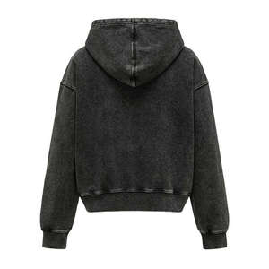 Chaqueta con capucha lavada suelta de estilo corto personalizado Heavyweght 500GSM algodón francés Terry ácido lavado sudaderas con cremallera de gran tamaño - Product Image 6