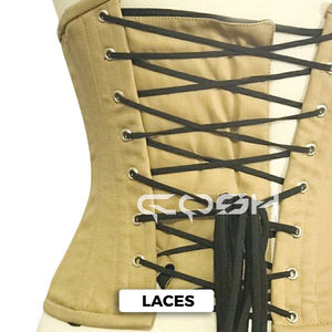 Corset de maintien de la taille en coton beige, sous-poitrine, à armatures en acier, bustier |   Corset de taille en coton beige pour sous la poitrine - Product Image 5