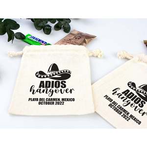 Bolsas de Algodón Orgánico Adios para Kit Antiresaca, Bolsa de Recuperación para Fiestas de Tela de Algodón Crudo, Logotipo Bordado, Serigrafía para Almacenamiento de Manualidades - Product Image 6