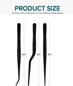 Pinzas de cocina, pinzas de acero inoxidable para puntas dentadas de chef, pinzas médicas negras - Product Image 2