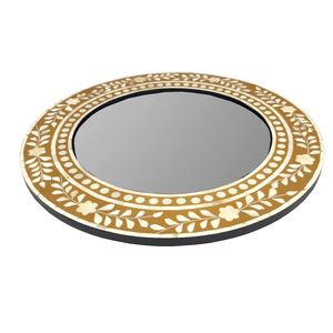 Hecha a mano madera azul hueso incrustaciones patrón Floral espejo marco pared decoración muebles por HF CRAFTS - Product Image 5