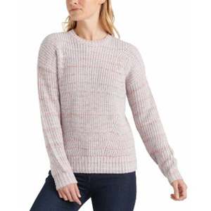 Pull ras du cou en maille mélangée rose pour femme Lucky Brand, style décontracté respirant pour l'automne-hiver, motif rayé sur le devant, taille M - Product Image 1
