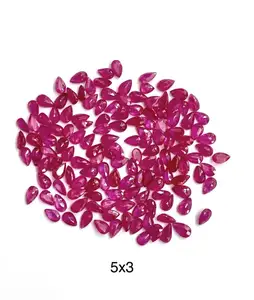 5x3mm Natural Precious Pink Red Ruby Stone Faceted Pear Cut Gemstone Wholesale Factory Thailand India Bangkok Real Rubies AAA