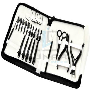 Extensiones de cabello profesionales de acero inoxidable Kit de herramientas negro mate blanco con logotipo de marca 3D personalizado Kit de herramientas de extensión de cabello - Product Image 5