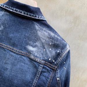 Veste en jean décontractée à manches longues en coton pour hommes, nouveau design déchiré quadratique du printemps et de l'automne - Product Image 6