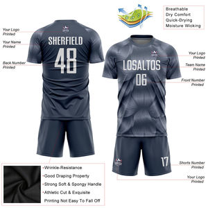 2025-2026 Camiseta de fútbol de alta calidad Camiseta de fútbol personalizada Nombre del equipo del jugador Acero Gris 100% Poliéster Uniformes para hombres - Product Image 3