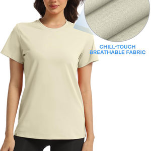 Ultra suave al tacto elegante producto personalizado ropa deportiva y transpirable mejor tela de poliéster entrenamiento gimnasio camiseta para mujer - Product Image 4