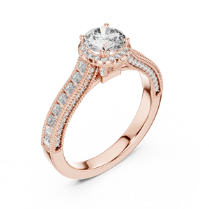 Bague tendance pour femme en diamant de laboratoire taillé 0,65 carat, sertie pavé sur les côtés, 0,78 carat, certifiée IGI, ensemble en or rose 18 carats plaqué rhodium, luxe - Product Image 1