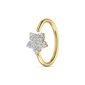 Fleur diamant nez anneau corps Piercing 14kt or jaune massif bijoux fins à la mode pour les femmes pour mariage ou cadeau - Product Image 1