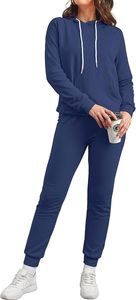 Cómodo conjunto de chándal a juego para mujer con Sudadera con capucha y pantalones, ideal para uso diario, correr o sesiones de gimnasio - Product Image 2