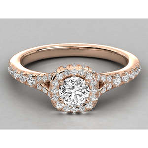 Bague solitaire en or 18 carats avec diamant rond brillant pour femme - Product Image 6