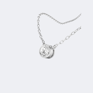 Collier solitaire en diamant rond 0,20 carats en or 14 carats, diamant de laboratoire couleur D, pendentif minimaliste serti clos pour femme - Product Image 5