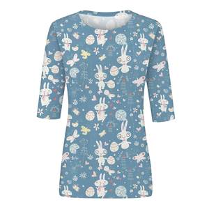 Camisetas de Algodón de Pana para Mujer de Alta Calidad, Ecológicas, Ajustadas, Transpirables, Diseño Personalizado, Patrón 3D, Moda en Venta - Product Image 3