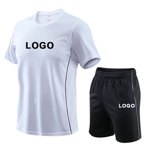 Traje deportivo de verano para hombre, conjunto de dos piezas, camiseta de manga corta que absorbe el sudor de secado rápido y pantalones cortos con capucha, transpirable para correr - Product Image 5