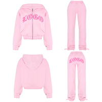 Ensemble deux pièces décontracté pour femme : veste courte zippée et sweat à capuche, style urbain, 100 % coton