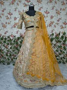 Haldi/ Mahendi / Reception Special Pure Silk Fabric Hand Crafted Silk Tailor Made Lehenga Choli Embellished / Kurti Collection - Product Image 4