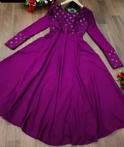 Son trend yeni tasarım ağır Modal nakış iş elbise malzeme pakistan ve satılık pamuk Kurtis hint elbisesi malzeme