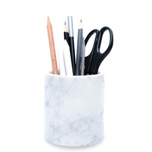 Elegant Handcrafted White Marble Pen Holder Modern Stationery Organizer Minimalist <b>Desk</b> Accessory Premium Marble Office Decor - Product Image 3