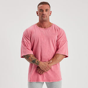 Camisetas rosas de gran tamaño Vintage con lavado ácido personalizado para hombre, ropa de calle 100% de algodón, estampado gráfico de talla grande de microfibra, ropa con timbre - Product Image 1