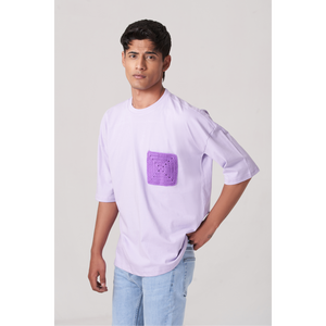 T-shirt surdimensionné violet avec poche - Product Image 1