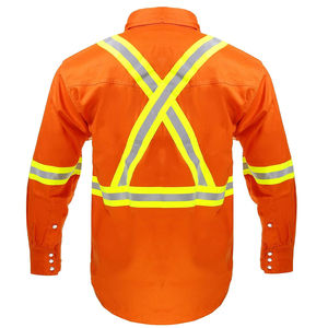 OEM 100% Cotton Hi Vis Workwear Safety Reflective Full Sleeve Uniform <b>Shirt</b> <b>Flame</b>-Retardant Fire Retardant Work Safety Uniform - Product Image 2