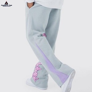 OEM Logo personnalisé 100% coton épais noir brut manchette bas empilés 3d bouffant imprimé hommes Jogger pantalon de survêtement évasé - Product Image 5